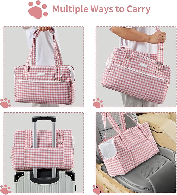 Machamie's Luxury Pet Carrier - Mesh Windows, Soft Cat & Small Dog Carrier, Fashionable Cat & Dog Purse, 15 lb Max