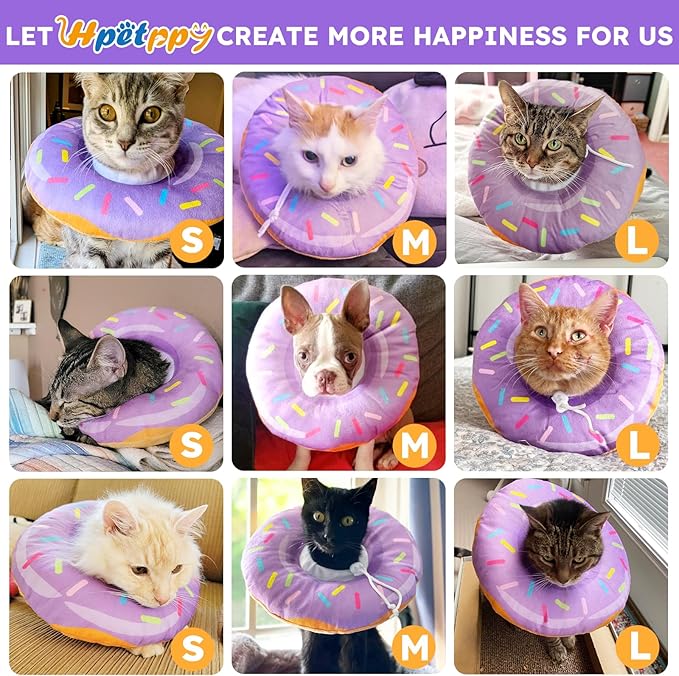 Cat Cone Collar Soft, Cat Recovery Collar for Wound Healing Cute Donut Adjustable Kitten Cones to Stop Licking Comfortable Lightweight Neck Elizabethan Collars for Kittens After Surgery