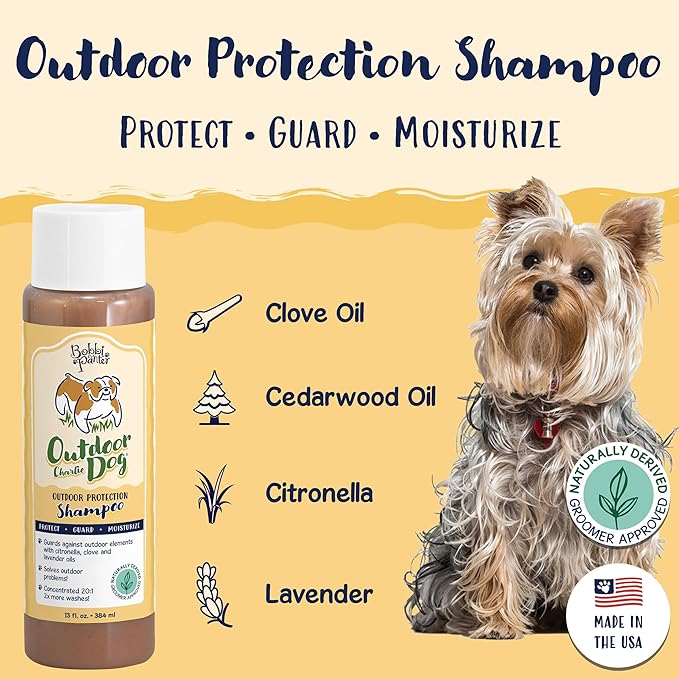 Bobbi Panter Outdoor Dog Shampoo - Made in USA - All Natural Formula for Soothes Itchy Skins - Concentrated 16:1 for Professional Grommers - Camomile Scent, 13 Oz (Case of 12)