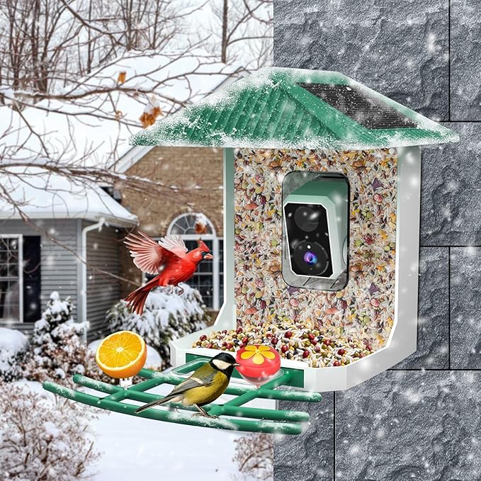 Kurain® Smart Bird Feeder with Camera, Video Birds Feeder with Solar Panel, AI Identify, Live View, Capture Bird Video, 2.5L Large-Capacity, Instant Arrival Alerts, Ideal Gift for Birdlover