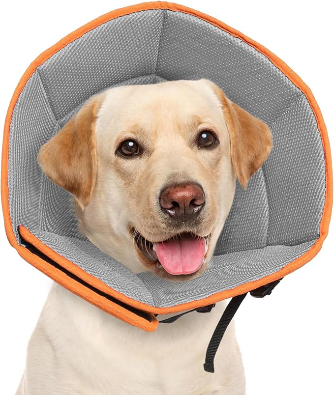 Dog Cone Collar XL, Soft Cones for Large Medium Small Dogs,Adjustable Dog Cone Alternative to Stop Licking, Comfy Elizabethan Collar for After Surgery Wound Healing & Hot Spots Orange