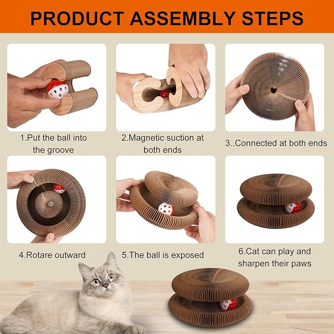 2 Pcs Kitty Kurls Cat Toy Magic Organ Cat Scratching Board, Foldable & Reversible Infinity Style Interactive Kitty Kurlz Cat Scratcher for Indoor Cats Twisty Paws Cat Toys, Kitten Cats Accordion Toy