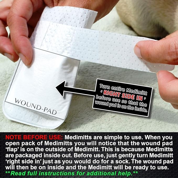 Medimitt Paw Bandages for Dogs, Cats and Pets – Stretchy Medical Booties, First Aid for Paws – Non Slip, Non Adhesive, Breathable, Disposable, Washable, Adjustable Strap, Value Pack (XS 20-Pack)