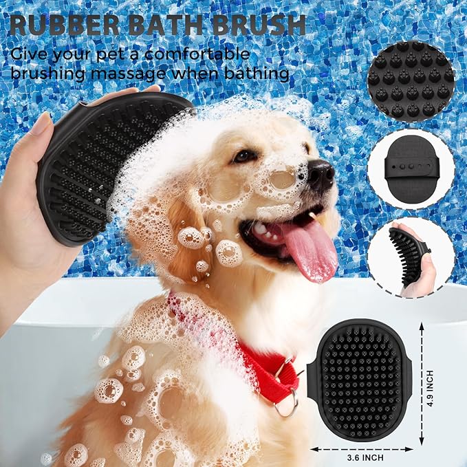 Dog Brush Kit - Self-Cleaning Slicker Brush with Bath Brush & Undercoat Rake | Deshedding Tools for Large - Small Dogs & Cats, Professional 3-in-1 Pet Grooming Set for Heavy Shedding, Blue