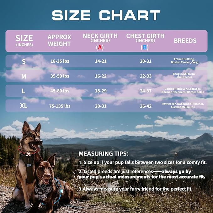 AUROTH Tactical Dog Harness for Large Dogs No Pull Adjustable Pet Harness Reflective K9 Working Training Easy Control Pet Vest Military Service Dog Harnesses Purple S