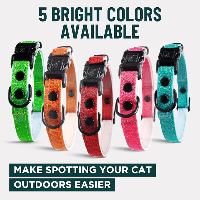 OutdoorBengal Green Cat Collar Breakaway, Soft Padding for Medium to Large Cats - Durable Heavy Duty Tactical Fabric, Comfortable, Quick Release Breakaway Cat Collars, No Bell Collar (Green, Adult)