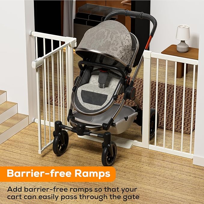 29.5-54.2" Magnetic Baby Gate for Stairs, Baby Safety Essentials, Auto Close Gate for Doorways, Easy Install Pressure Mounted Dog Gate Indoor, Pet Gates for Dogs, White