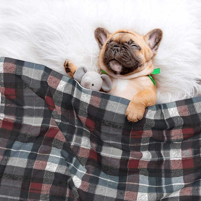 Waterproof Dog Blanket Soft Pet Blanket for Puppy Cat, Fleece Cat Throw Blankets for Furniture Bed Couch Sofa Reversible - Tartan Plaid 6