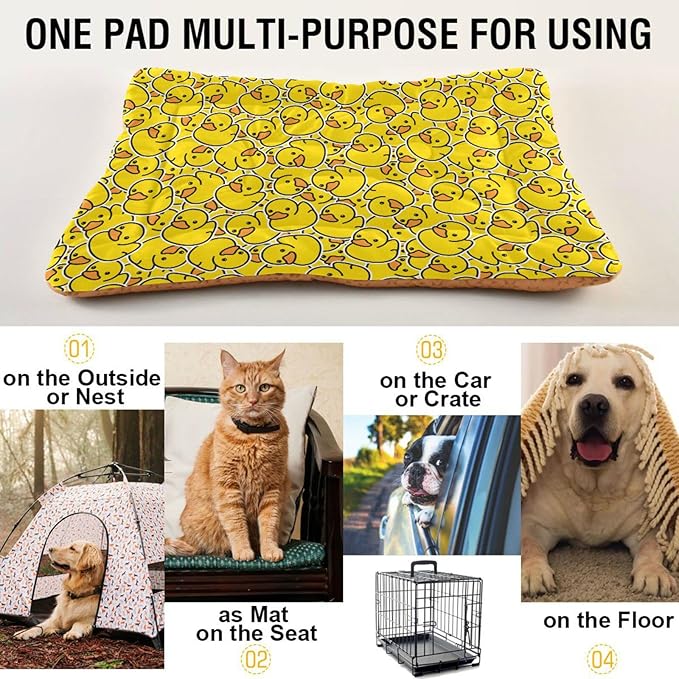 Pet Bed Yellow Duck Cartoon Dog Bed Mat Absorbing Non Slip Pad Pet Sleeping Mat for Small, Medium, and Large Dogs Puppy Cat 36 in x 24 in