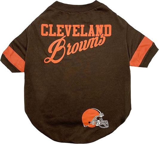 Pets First NFL Cleveland Browns Dog & Cat T-Shirt, Large. Football PET TEE Outfit with New & Updated Fashionable Stripe Design, Durable & Cute (CLE-4146-LG)