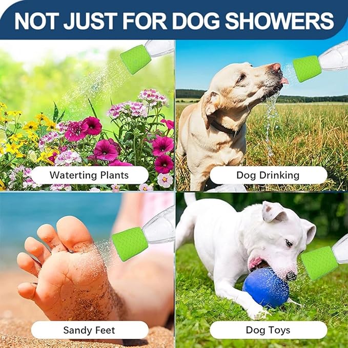 Portable Outdoor Shower for Dogs Bottle Attachment Outdoor Sprayer Accessory for Most Plastic Water Bottles for Bathing Pets During Outdoor Activities, Hiking and Camping. (Green)