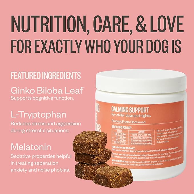 Ollie Chill Pills Calming Supplement Chews for Dogs, Anxiety Relief for Dogs, Melatonin for Stress Relief, 60 Count Appx.