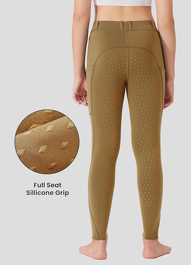 Willit Girls Fleece Horse Riding Pants Equestrian Breeches Kids Winter Riding Tights Thermal Schooling Tights