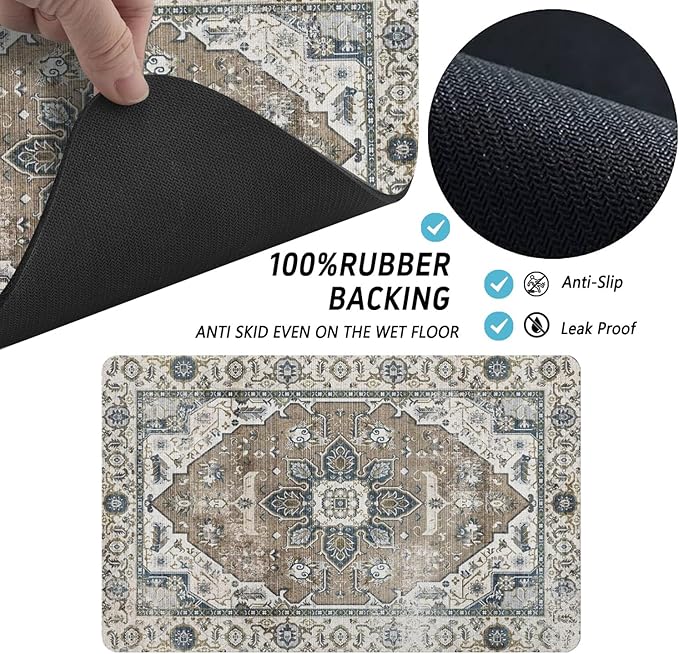 2 Pack Dog Food Mats for Floors, Absorbent and Quick-Drying Pet Cat Food Mat,Anti-Fouling and Easy-to-Clean Pet Feeding Mat,Dog Bowl Mat for Messy Drinking Water Bowls.12 x20+18"x24", Bohemia Style