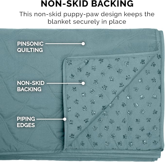 Furhaven Waterproof & Non-Slip Queen Size Mattress Cover Protector for Dogs & Cats, Washable, For Beds, Couches, & Car Seats - Quilted Twill Blanket Mattress Cover - Nile Blue, Large/Queen Size