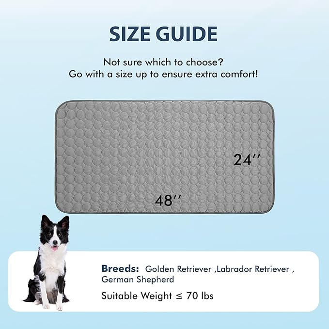 MICROCOSMOS Summer Cooling Mat & Sleeping Pad- Water Absorption Top, Materials Safe, Easy Carry, EZ Clean. Keep Cooling for Pets, Kids and Adults.(Drak Grey, 48" x24")