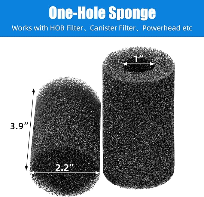 AQUANEAT 6-Pack Pre-Filter Sponge for Aquarium Shrimp Fry Fish Tank Filter 1” Intake, Replacement Foam Cover