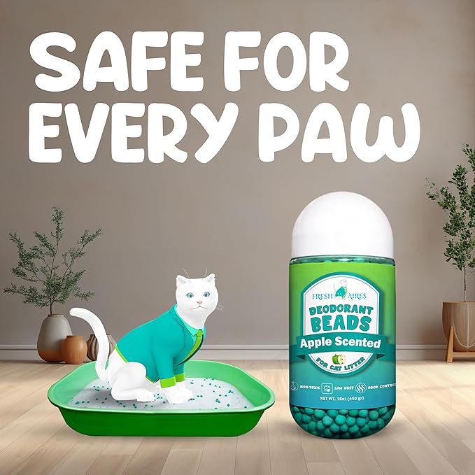 Deodorant Beads - Area Deodorizer for Cat Litter Boxes, Low-Dust, Non-Toxic, Superior Odor Control, Pet-Safe, Cleaner Air
