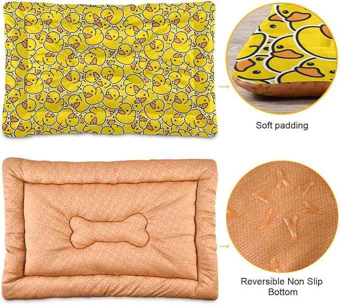 Pet Bed Yellow Duck Cartoon Dog Bed Mat Absorbing Non Slip Pad Pet Sleeping Mat for Small, Medium, and Large Dogs Puppy Cat 36 in x 24 in