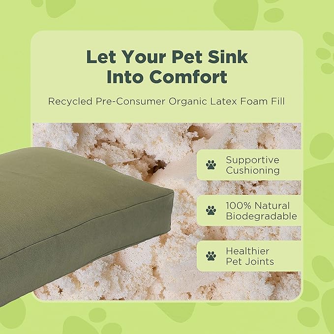 X-Large - 48 x 30 x 5 - Shadow Gray Premium Organic Hemp Dog Bed - Organic Latex Fill - Removeable Cover