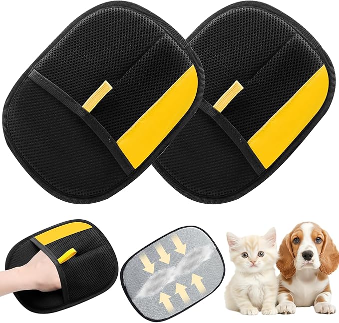 Pet Hair Removal Gloves,Electrostatic Gloves Pet Hair, Efficient Grooming Glove for Cats Dogs, Reusable Pet Hair Removal Tool for Couch, Furniture, Carpet, Curtain (2PCS)