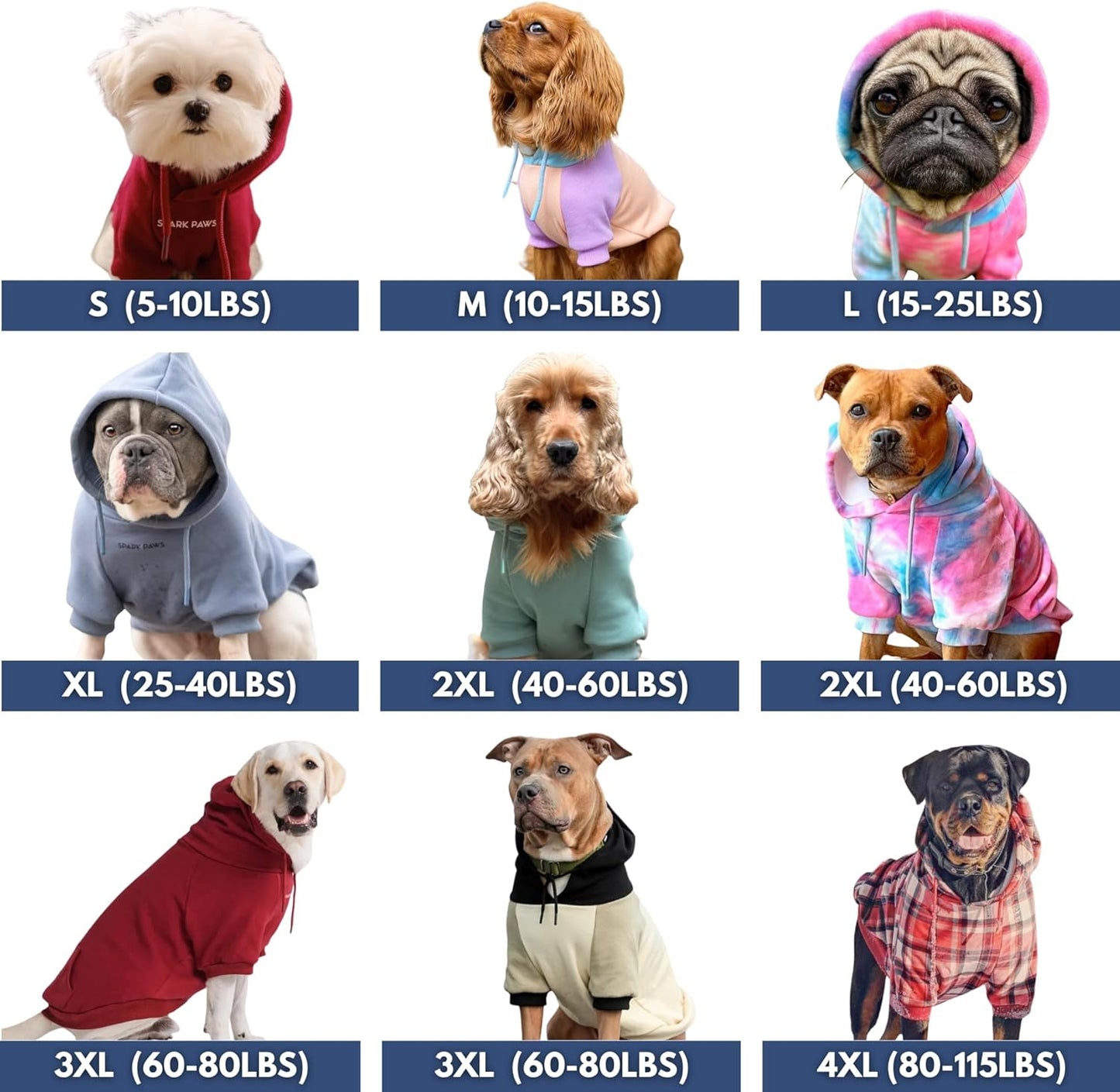 Spark Paws Dog Hoodie – Premium Dog Sweater for Small, Medium, and Large Dogs | Warm Outfits for French Bulldogs, Pitbull, Puppy, Winter Jacket Alternative - Rock and Roll - XL