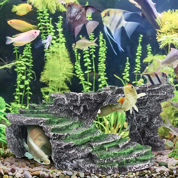 Turtle Basking Platform Turtle Tank Decoration for Aquariums & Terrarium, Turtle, Lizard, Reptile Habitat Hideout (Black)