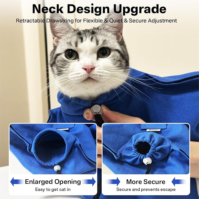 [Cozy Travel] Cat Carrier Pouch, Soft Cat Carrier for Small Cats, Kitten Carrying Bag, Restraint Bag for Nail Trimming, Vet Visits, Giving Meds, Car Travel - Klein Blue Upgrade