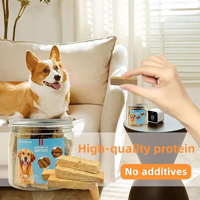 Dog Fish Treats Cod Made with Premium Natural Norwegian 100% Real Cod Fish Bones & Meat Healthy Crunchy Biscuits for Dogs High Protein Grain-Free All-Natural Pet Snack