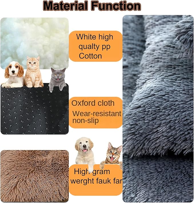Dog Crate Mat, Dog Bed for Large Dogs, Comfy Fluffy Kennel Pad Anti-Slip for Dog beds & Furniture, Quilted Dog Bed for Pets for Medium/Small Dogs Cats (Color : Khaki, Size : 36x25)