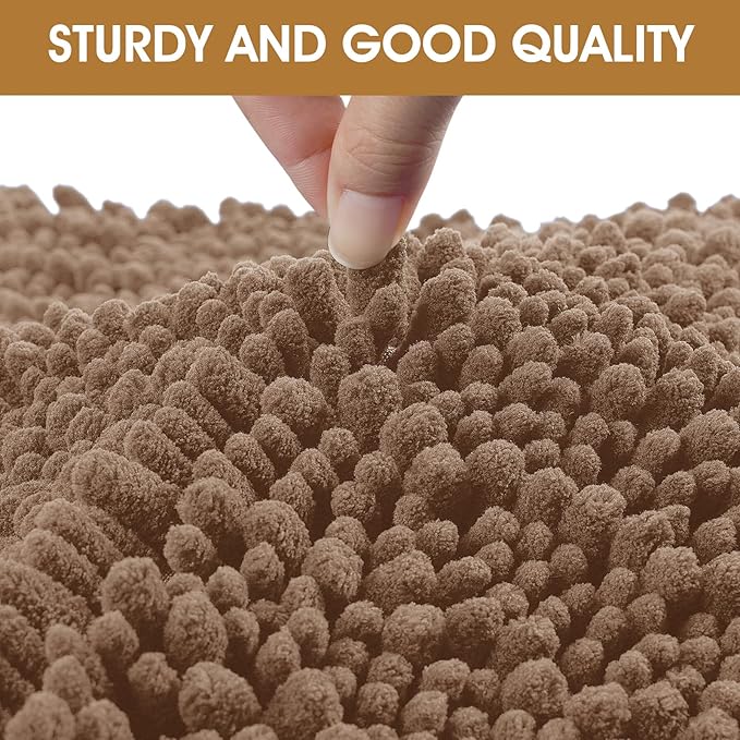 IM HOME 2 Pieces Muddy Door Mats for Dogs, Chenille Absorbent Pet Mats, Quick Dry, Trap Dirt Non Slip Heavy Indoor Doormat Soft Dog Bed Mat Front Inside Door Mat for Indoor Outdoor Entrance,Camel