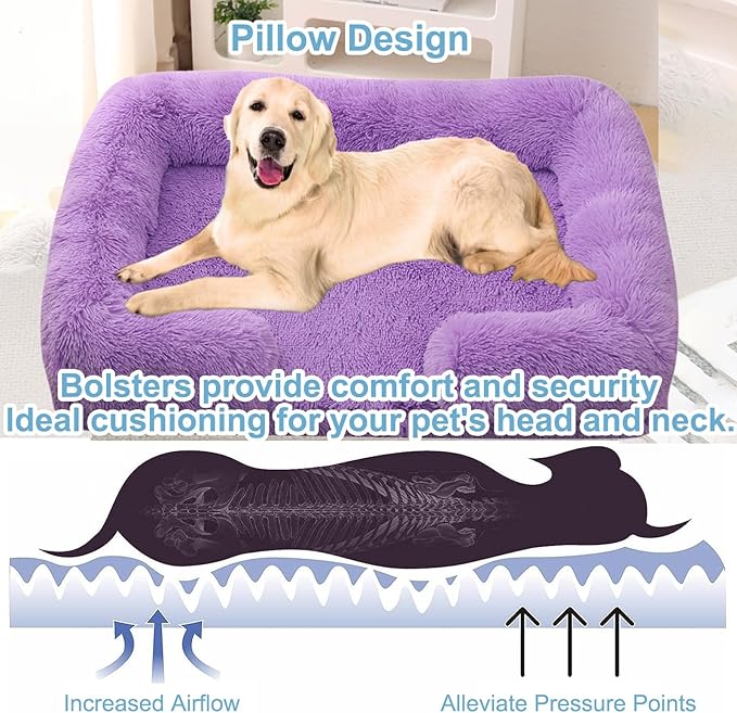 Dog Beds Large Sized dog Orthopedic, Sofa Dog Bed with Waterproof Lining and Nonskid Bottom, Rectangle Washable Dog Bed for Medium Small Dogs and Cats Comfortable ( Color : Purple , Size : 31 x 21" )