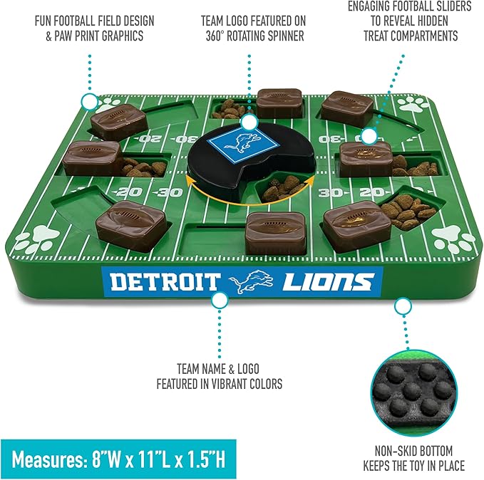 Pets First NFL Detroit Lions Puzzle Toy, Puzzle Treat Dog Toy, Interactive Dog Treat Toy, Dog Puzzle