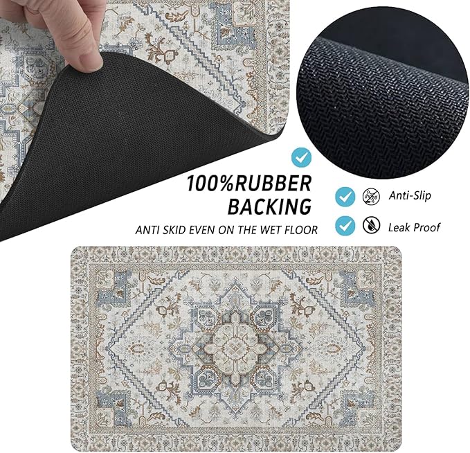 2 Pack Dog Food Mats for Floors, Absorbent and Quick-Drying Pet Cat Food Mat,Anti-Fouling and Easy-to-Clean Pet Feeding Mat,Dog Bowl Mat for Messy Drinking Water Bowls.12 x20+18"x24", Bohemia Style