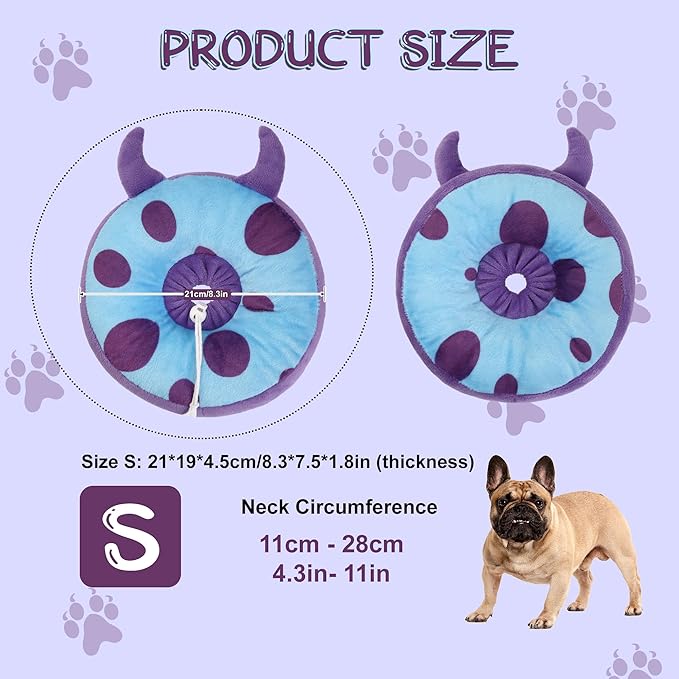 Adjustable Cat Collar Soft to Stop Licking After Surgery for Kitten, Alternative to Cone of Shame, Donut Cone for Cats, Pet Elizabethan Collar (Monster, Small)
