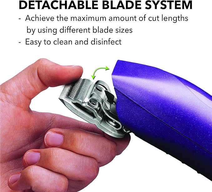 Andis 24820 EasyClip Professional-Animal 7-Piece Detachable Ceramic Blade Clipper Kit, Frustration Free Packaging, Corded Electric, Purple