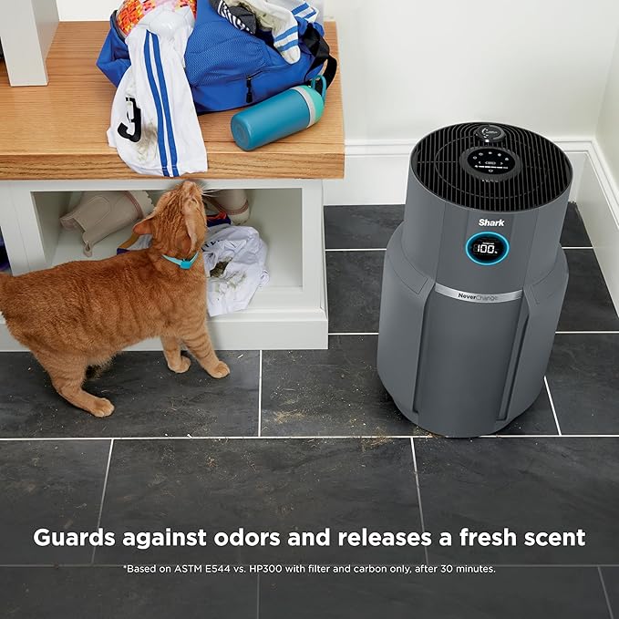 Shark Air Purifier for Home with NeverChange(5-Year) HEPA Air Filter, 1400 sq. ft. for Powerful Multi-Room Purification, Filters Smoke, Captures 99.98% of Particles & Dust, HP302, White