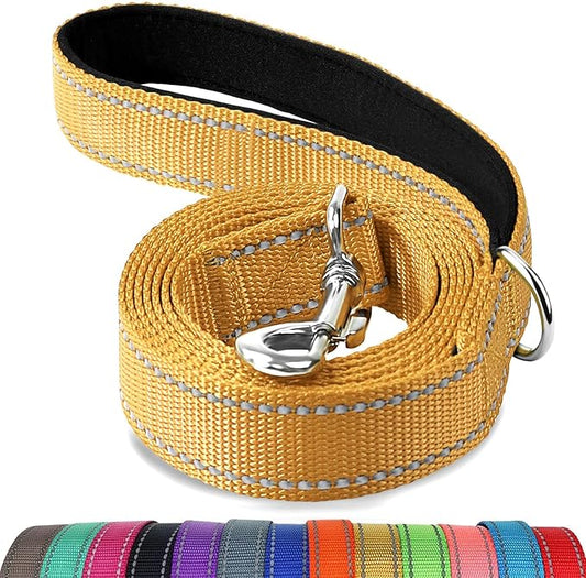 Joytale Dog Leash, 5 FT Double-Sided Reflective, Padded Handle Nylon Heavy Duty Leashes for Small Dogs Walking, Khaki