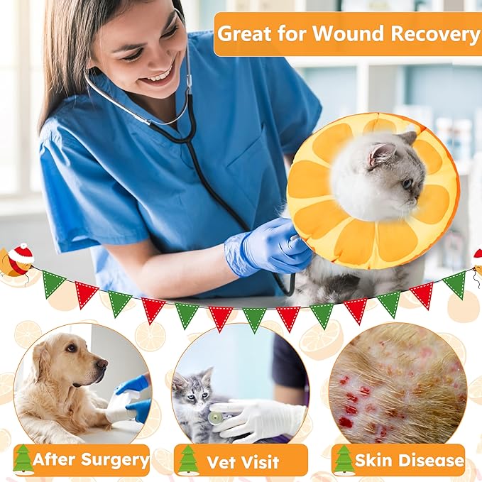 Cat Cone Collar Soft, Waterproof Cat Recovery Collar for Wound Healing Cute Donut Adjustable Kitten Cones to Stop Licking Comfortable NEC Elizabethan Collars for Cats Kittens After Surgery