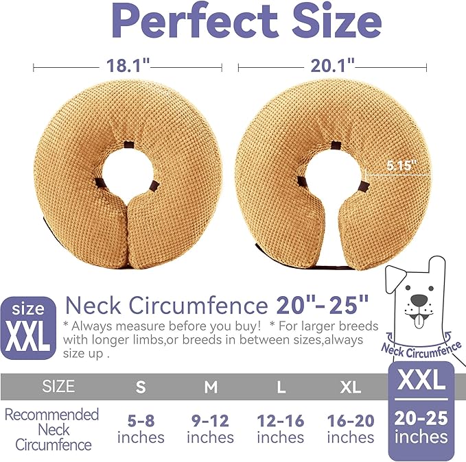 Inflatable Dog Cone Collar - Dog Neck Donut Cone Collar Alternative After Surgery - Soft Cone for Large Medium Small Dogs Cats - Alternative Recovery E Collar (Yello, XXL)