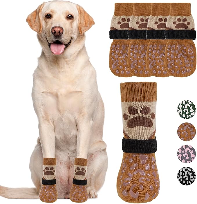 KOOLTAIL Dog Socks for Hot/Cold Pavement to Prevent Licking Paws Scratching,Anti Slip Pet Boots&Paw Protector for Hardwood Floors,Traction Control Grip Booties for Small Medium Large Senior Dogs XL