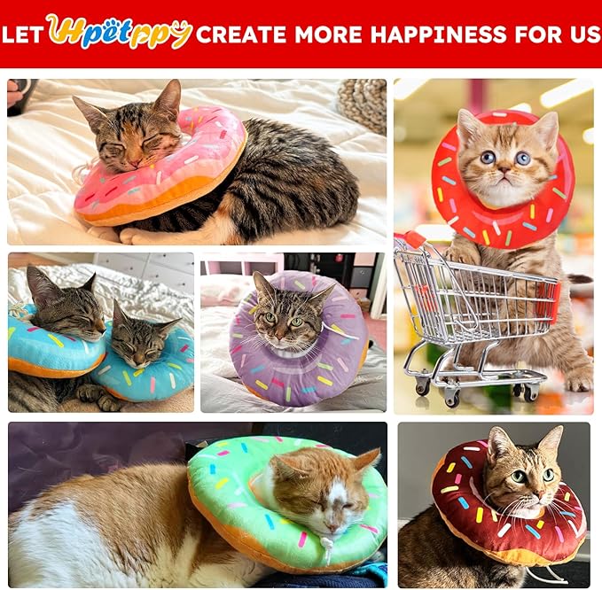 Cat Cone Collar Soft, Cat Recovery Collar for Wound Healing Cute Donut Adjustable Kitten Cones to Stop Licking Comfortable Lightweight Neck Elizabethan Collars for Kittens After Surgery