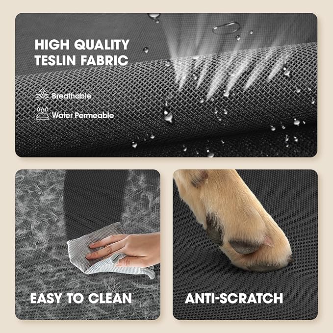 Elevated Dog Bed, Raised Outdoor Dog Bed for Large Sized Dog, Portable Cooling Pet Cot with Breathable & Washable Mesh, Indoor & Outdoor Pet Hammock with Skid-Resistant Feet.