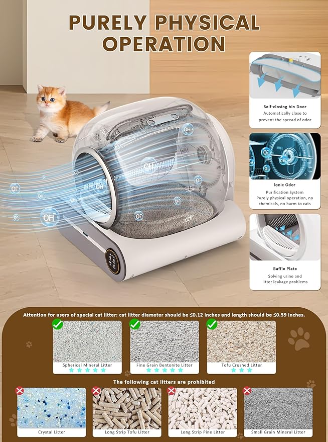 Self Cleaning Litter Box, Upgraded Robot Automatic Litter Box for Multiple Cats