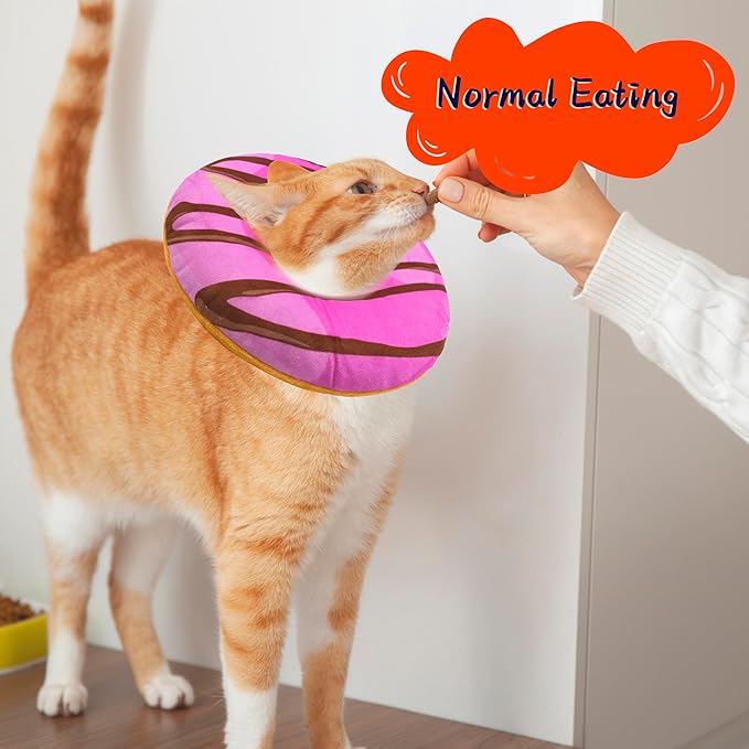 Cat Cone Collar Soft, Adjustable Cat Recovery Collars Kitten Cones to Stop Licking, Cute Donut E Collar After Surgery, Anti-Lick Wound Healing Elizabethan Collar for Kittens (Pink, Medium)