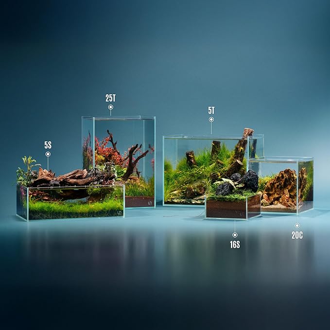 Ultum Nature Systems Ultra Clear Rimless Aquarium - Low Iron Glass Fish Tank with 45° Mitered Edges, 5mm-12mm Thick, Leveling Mat Included (5S, Shallow, 2 Gallon)