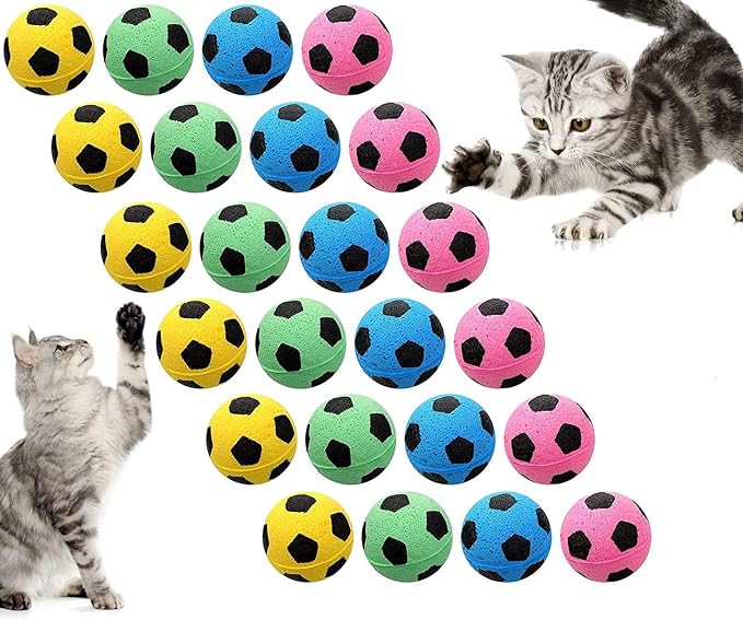 YnFag Foam Soccer Balls Cat Toys for Indoor Cats Cat Balls (Football 24)