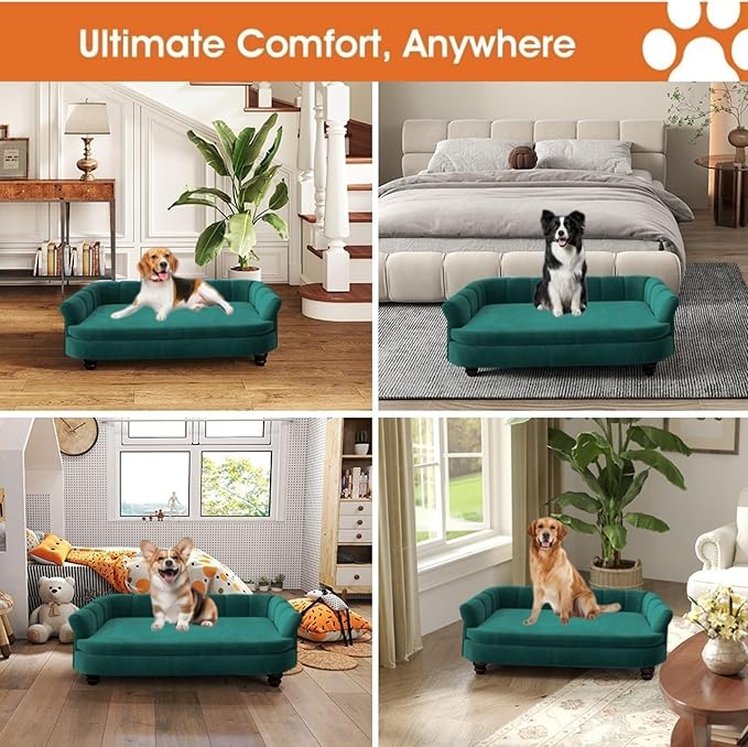 Dog Couch Sofa Bed, Comfortable Pet Sofa for Large and Medium Dogs, Soft Velvet Cushion, Durable Dog Furniture for Living Room