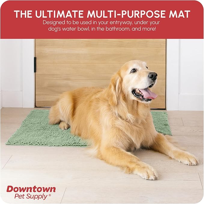 My Doggy Place Microfiber Dog Mat for Muddy Paws, 36" x 26" Sage - Absorbent and Quick-Drying Dog Paw Cleaning Mat, Washer and Dryer Safe - Non-Slip Rubber Backed Dog Floor Mat, Large