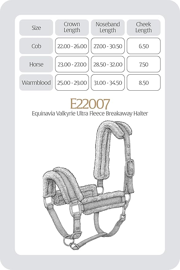 Equinavia Valkyrie Ultra Fleece Breakaway Horse Halter | Padded Fleece Adjustable Safety Halter with Nylon Webbing - Navy/Navy - Cob